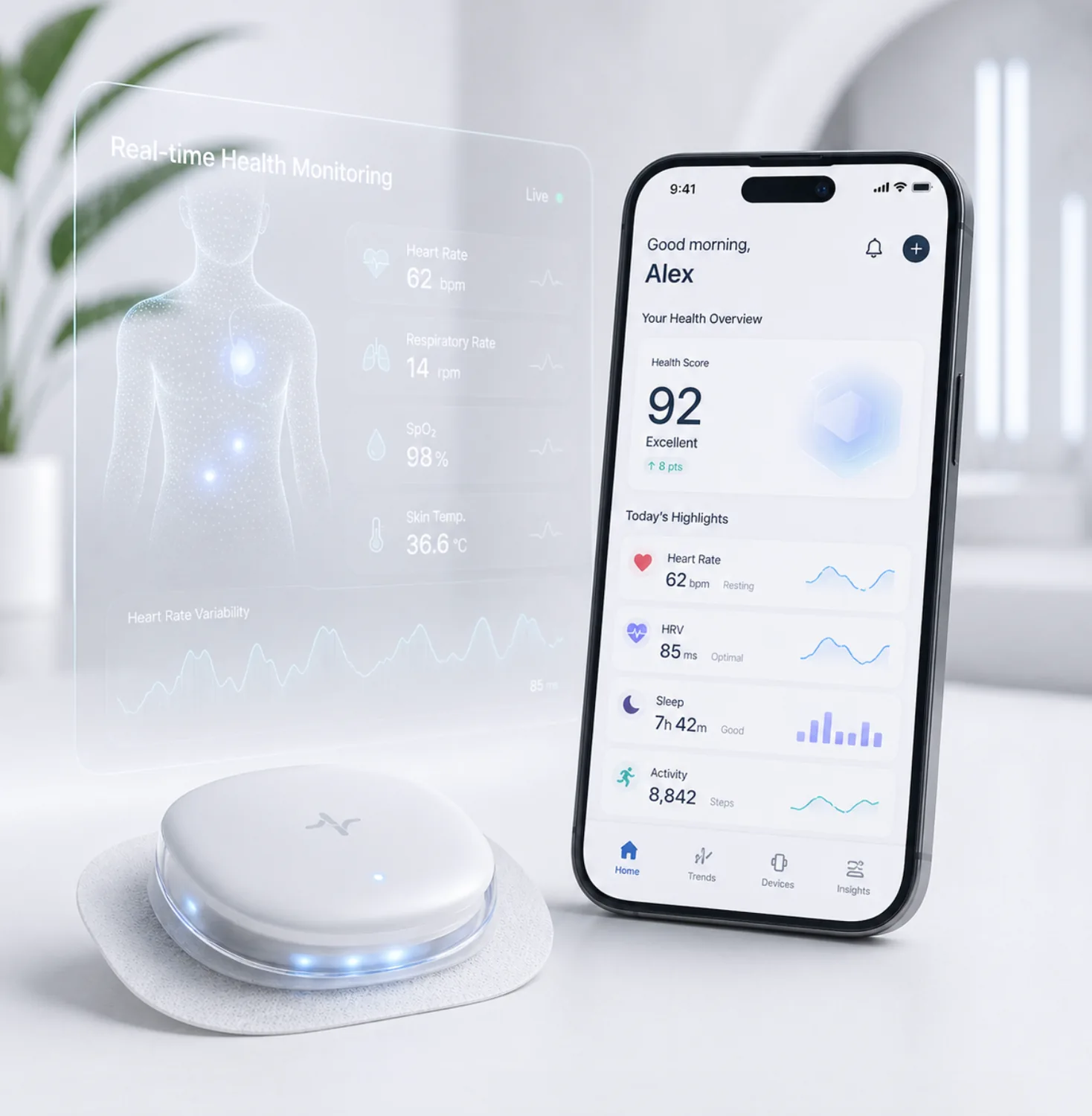 Consumer engaging with a connected health wearable