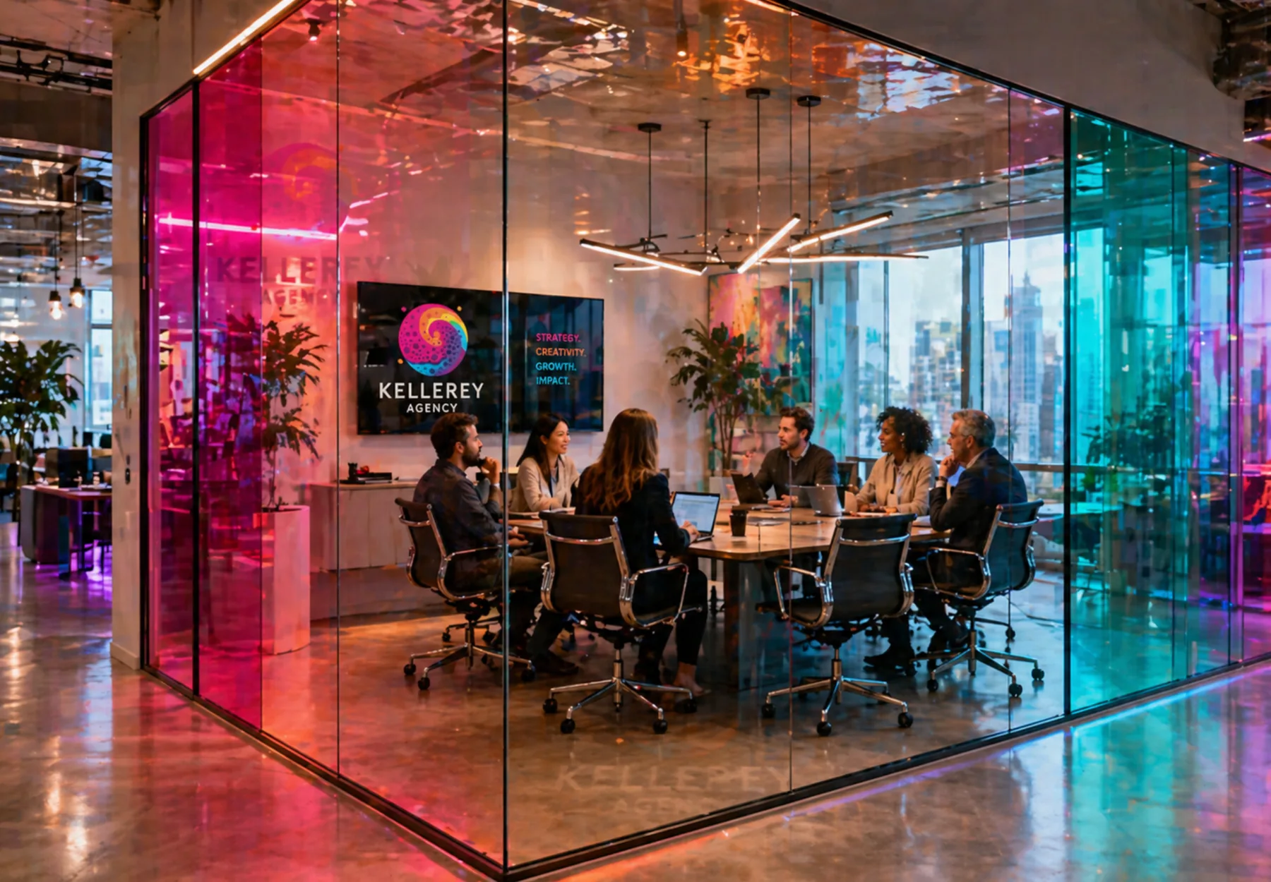 Collaborative team working in a technology and innovation space